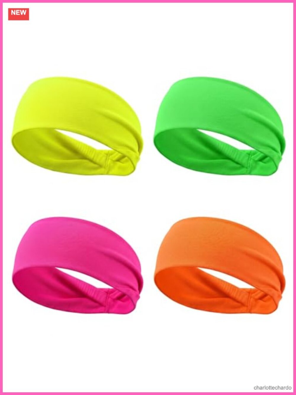 4 Pack Neon Sweatbands Retro 80s 90s Non Slip Elastic Quick Dry Headbands